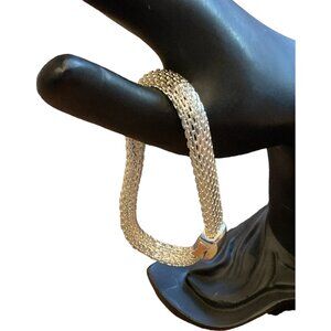 Vintage Monet Silver Mesh Bracelet With Magnetic Clasp